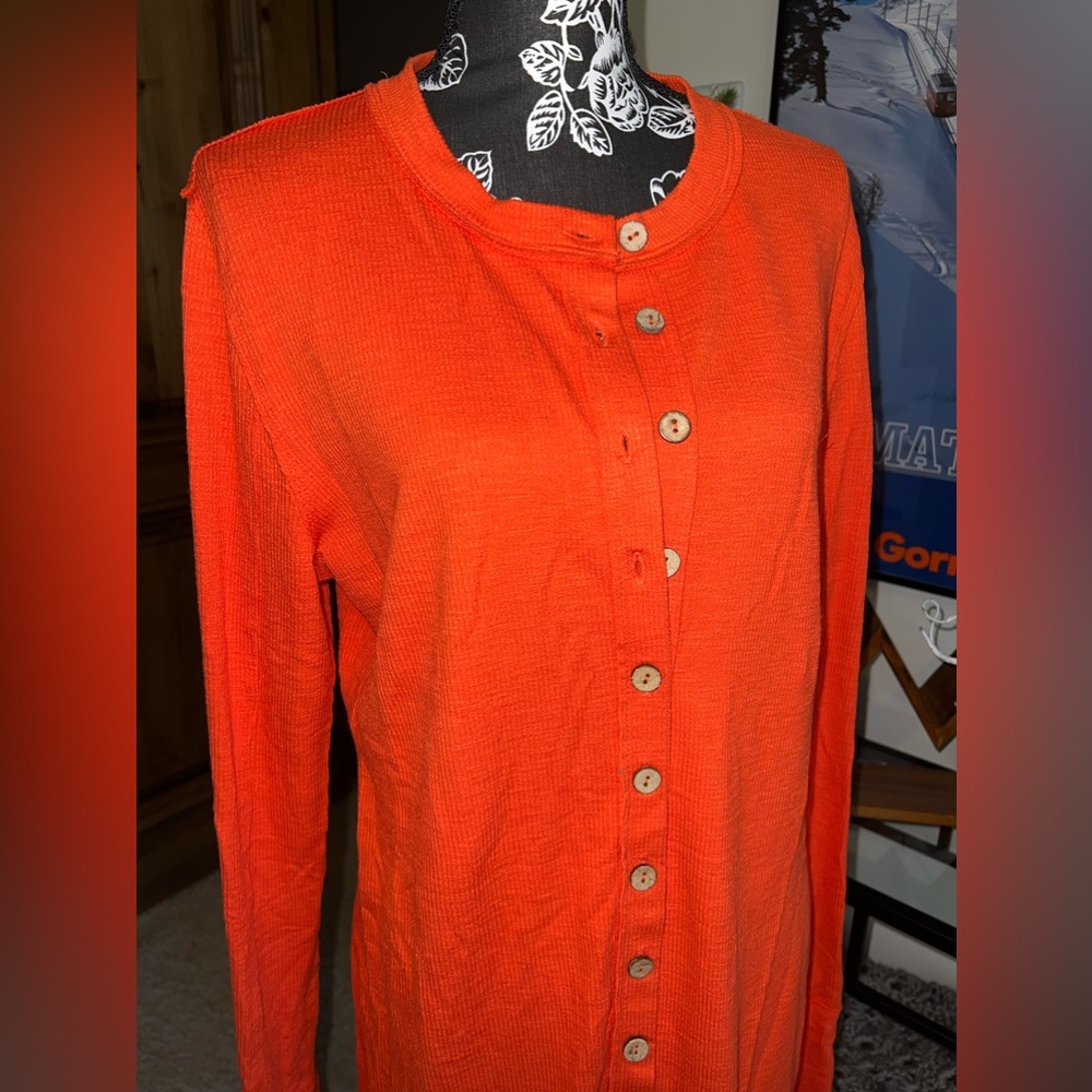Free People. We The Free. Orange Gia Rib tunic/Cardigan/dress. Size Large. NWT - Picture 7 of 8